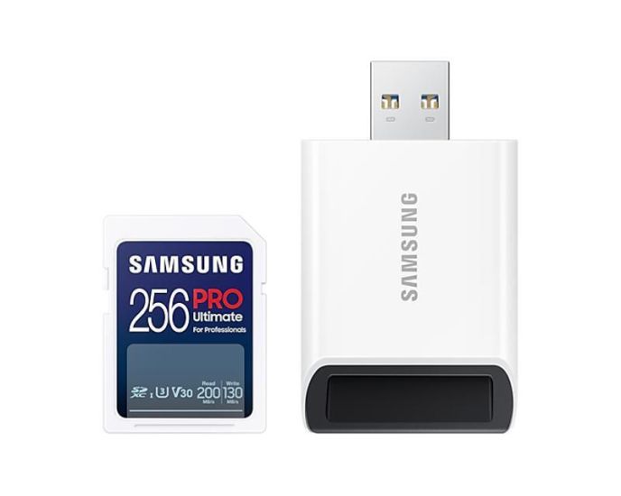 Κάρτα Μνήμης Samsung Pro Ultimate Full Size SD 256GB με USB Reader MB-SY256SB/WW