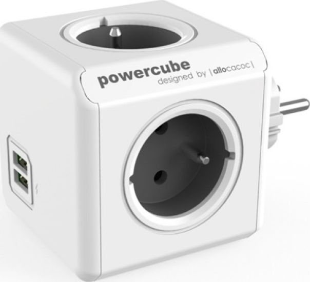 Allocacoc 1202GY/DEOUPC Original PowerCube 4 Θέσεων με 2 USB Χωρίς Καλώδιο Γκρι