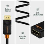 CABLETIME αντάπτορας DisplayPort σε HDMI AV586, 1080p, 0.2m, μαύρος