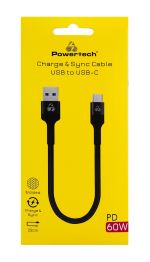 POWERTECH καλώδιο USB-C σε USB PTR-0166, 60W, 480Mbps, 25cm, μαύρο