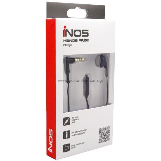 iNOS Inos Cordi Μονό Earbuds Handsfree Μονό με Βύσμα 3.5mm Μάυρο