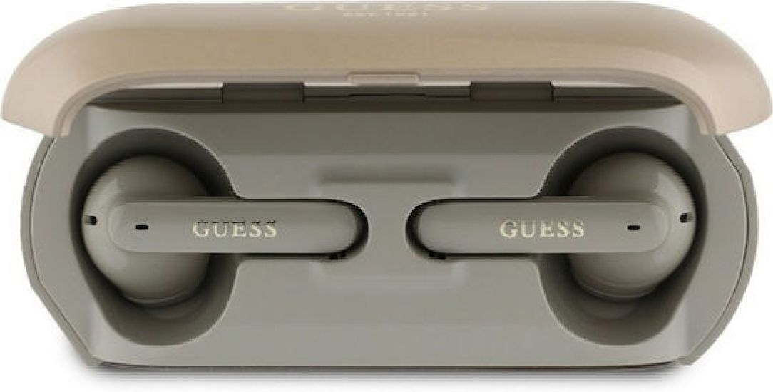 Guess Elongated Metallic Classic Printed Logo True Wireless ENC Earphones (Gold – GUTWSC2MCDSD)