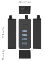 ORICO USB hub W5P-U3, 4x USB θύρες, 5Gbps, μαύρο