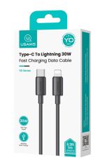 USAMS καλώδιο Lightning σε USB-C US-SJ712, 30W, 480Mbps, 1m, μαύρο