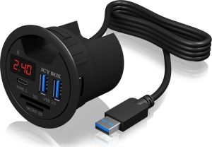 ICY BOX 3-PORT LED DESK HUB AND CARD READER