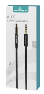 POWERTECH καλώδιο 3.5mm prime PTR-0089, AUX, 4 pin, copper, 1m, μαύρο