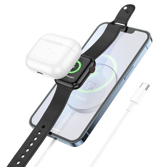Ασύρματος Φορτιστής Hoco CW41 Delight 3-σε-1 15W Magnetic Magsafe 7.5W Λευκό