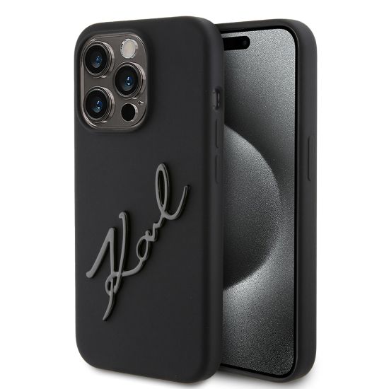 Karl Lagerfeld “Karl Script Logo” Hard Case Θήκη προστασίας από σιλικόνη – iPhone 15 Pro Max (Black – KLHCP15XSKSBMCK)