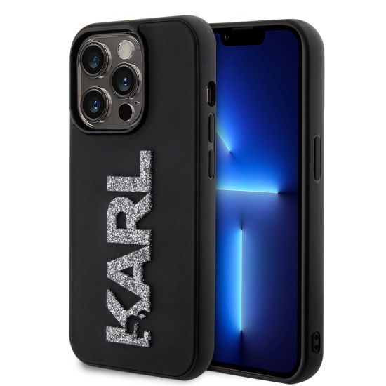 Karl Lagerfeld “Karl 3D Logo Glitter Cover” Hard Case Θήκη προστασίας από σιλικόνη – iPhone 15 Pro Max (Glitter / Black – KLHCP1