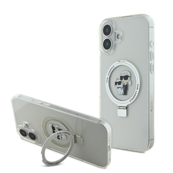 Karl Lagerfeld Magsafe Ringstand Case “Karl + Choupette’s Head” iPhone 16 Plus  (Διάφανη – KLHMP16MHMRSKCH)