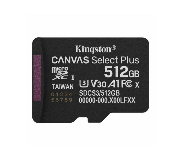 Kingston microSD 512GB Canvas Select Plus G3 150MB/s Adaper (SDCS3/512GB)