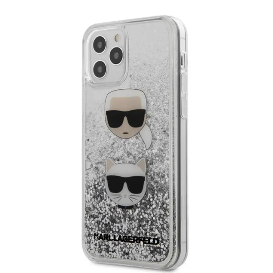 Karl Lagerfeld Liquid Glitter 2 Heads for Apple iPhone 12 Pro Max, Silver (KLHCP12LKCGLSL)