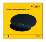 DELOCK Mousepad 12559 με στήριγμα καρπού, 252 x 227mm, μαύρο