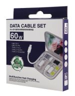 POWERTECH all in one κιτ φόρτισης με καλώδιο & αντάπτορες CAB-U162, 60W, 30cm, μαύρο
