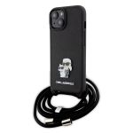 Karl Lagerfeld Crossbody K+C Metal Pin Saffiano Hard Case  δερματίνη με λουράκι – iPhone 15 (Μαύρο – KLHCP15SSAKCPSK)