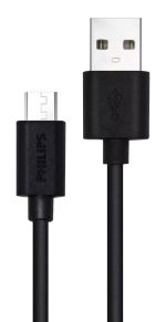 PHILIPS καλώδιο USB σε Micro USB DLC3104U-00, 2A 10W, 1.2m, μαύρο
