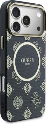 Guess IML Peony Dot MagSafe Case for iPhone 17 Pro Max – Black – Θήκη Προστασίας για iPhone 17 Pro Max σε Μαύρο Χρώμα