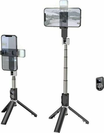 Hoco K16 Selfie Stick Τρίποδο Κινητού με Bluetooth Μαύρο με Led Light