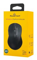 POWERTECH ασύρματο ποντίκι PT-1466, USB δέκτης, έως 1600DPI, μαύρο