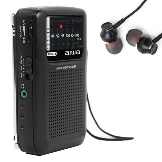 AIWA RS-33 POCKET RADIO WITH EARPHONES BLACK
