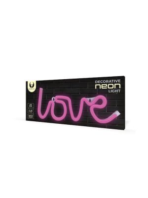 Forever Light Διακοσμητικό Φωτιστικό Love Neon Μπαταρίας σε Ροζ Χρώμα