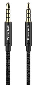 POWERTECH καλώδιο 3.5mm prime PTR-0089, AUX, 4 pin, copper, 1m, μαύρο