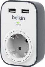 Belkin SurgePlus Μονή Εξωτερική Πρίζα Ρεύματος Ασφαλείας με 2 Θύρες USB Λευκή