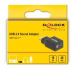 DELOCK εξωτερική κάρτα ήχου 67128, 2x 3.5mm, USB-C σύνδεση, μαύρη