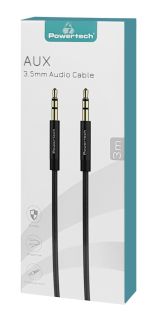 POWERTECH καλώδιο 3.5mm prime PTR-0088, AUX, 3 pin, copper, 3m, μαύρο