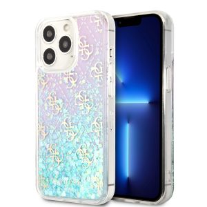 Guess “4G Logo Collection” Θήκη προστασίας από Liquid Glitter σιλικόνη – iPhone 13 Pro Max (Iridescent/Pink)