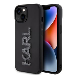 Karl Lagerfeld “Karl 3D Logo Glitter Cover” Hard Case – iPhone 15 (Glitter / Black – KLHCP15S3DMBKCK)