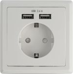 DeLock 11471 Μονή Χωνευτή Πρίζα Ρεύματος με 2 Θύρες USB Λευκή