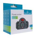POWERTECH αντάπτορας ρεύματος PT-827, 1x schuko, 2x euro, 16A, μαύρος