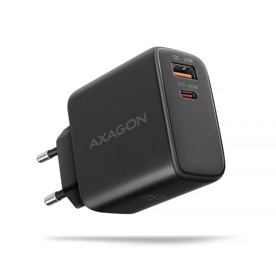 Axagon Φορτιστής Θύρα USB-A και Θύρα USB-C 45W Power Delivery / Quick Charge 3.0 / Quick Charge 4.0 Μαύρος