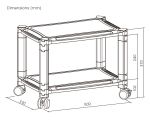 BRATECK ραφιέρα δαπέδου AMS-4L με ροδάκια, 2 ράφια, 50x33x37cm, έως 10kg, μαύρη