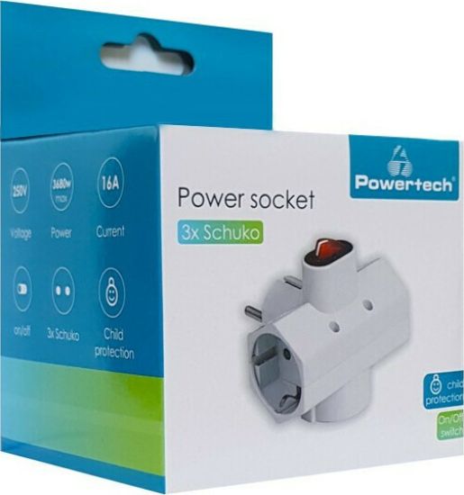 Powertech PT-824 Ταφ 3 Θέσεων με Διακόπτη Λευκό
