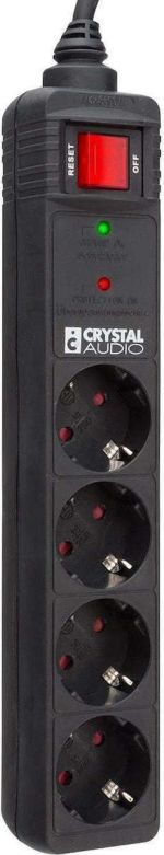 Crystal Audio CP4-1300-70 Πολύπριζο Ασφαλείας 4 Θέσεων με Διακόπτη και Καλώδιο 1.5m Μαύρο