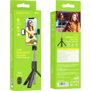 Borofone BY8 Magic Selfie Stick Τρίποδο Κινητού με Bluetooth Μαύρο