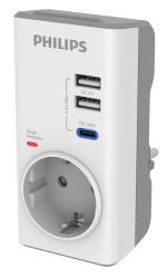PHILIPS αντάπτορας ρεύματος CHP8010W/10, 1 θέση, USB-C/USB, 380J, λευκός