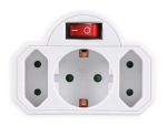 POWERTECH αντάπτορας ρεύματος PT-826, 1x schuko, 2x euro, 16A, λευκός