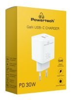 POWERTECH φορτιστής τοίχου PT-1093, USB-C, PD 30W, GaN, λευκός