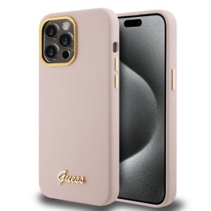 Guess “Vintage Script Gold Logo Collection” Σκληρή Θήκη προστασίας από σιλικόνη – Apple iPhone 15 Pro Max (Ροζ – GUHCP15XSMBSLP)