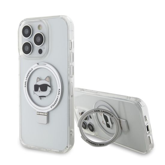 Karl Lagerfeld Magsafe Ringstand Case “Choupette’s Head” Θήκη προστασίας για iPhone 15 Pro Max (White – KLHMP15XHMRSCHH)