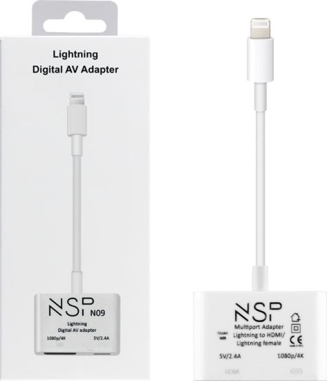 NSP N09 Μετατροπέας Lightning male σε HDMI female Λευκό