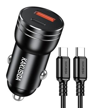 KAKUSIGA φορτιστής αυτοκινήτου KSC-1714 με καλώδιο USB-C, USB/USB-C, 60W, μαύρος