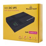 POWERTECH mini DC UPS PT-1435, 36W, 10400mAh, 3x DC, USB/LAN/POE, μαύρο