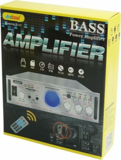 Andowl Q-T112 Ενισχυτής με λειτουργία Karaoke Mini σε Γκρι Χρώμα