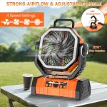 POWERTECH φορητός ανεμιστήρας PT-1430 με χειριστήριο, 20000mAh, πορτοκαλί