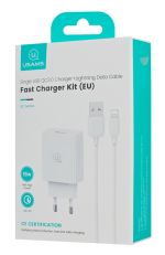 USAMS φορτιστής τοίχου SCXLTZ03 με καλώδιο Lightning, USB, 18W, λευκός