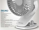 BRUNO BRN-0230 Ανεμιστήρας με κλίπ επαναφορτιζόμενος, λευκός-γκρί